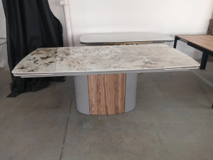 Стол БАТИСТ 200 цвет ПАТАГОНИЯ (PATAGONIA), керамика / ЛАТТЕ / ОРЕХ ЭККО