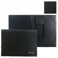 Папка на резинках BRAUBERG, стандарт, черная, до 300 листов, 0,5 мм, 221624