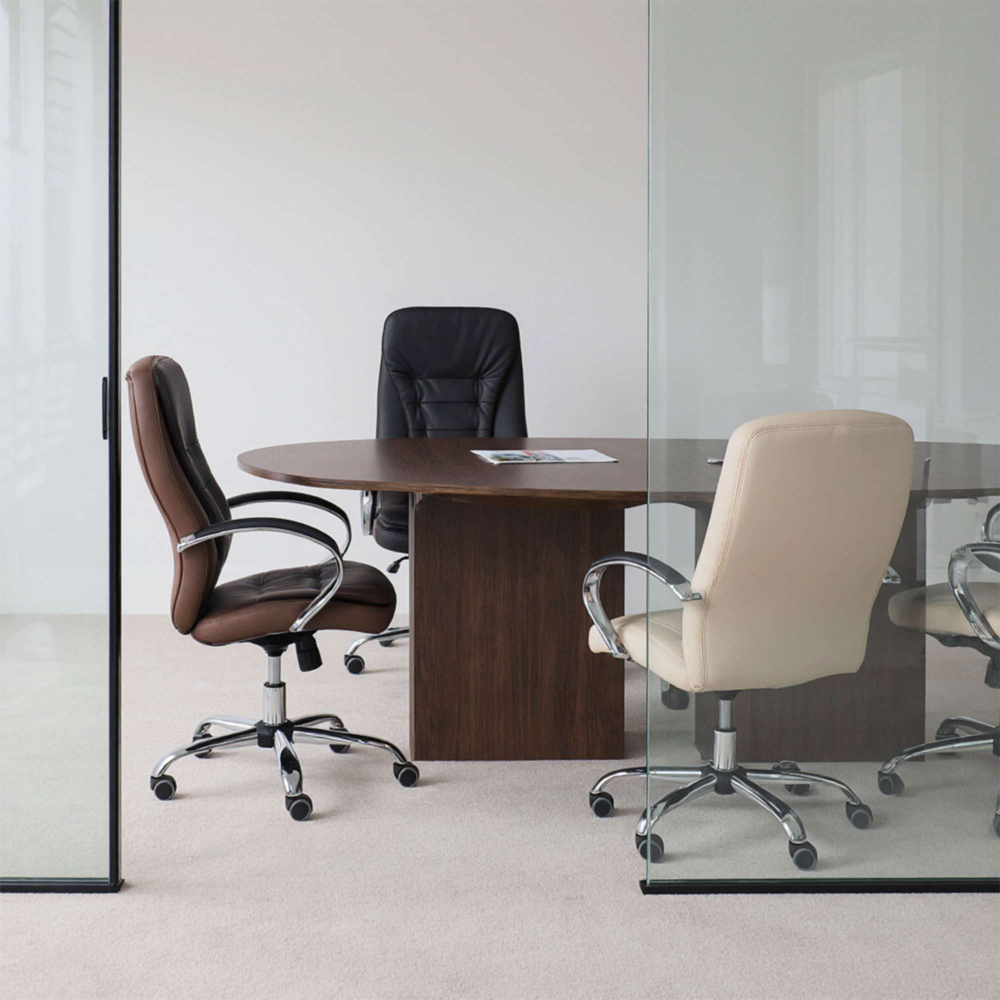 Кресло поворотное Richard New, коричневый, экокожа