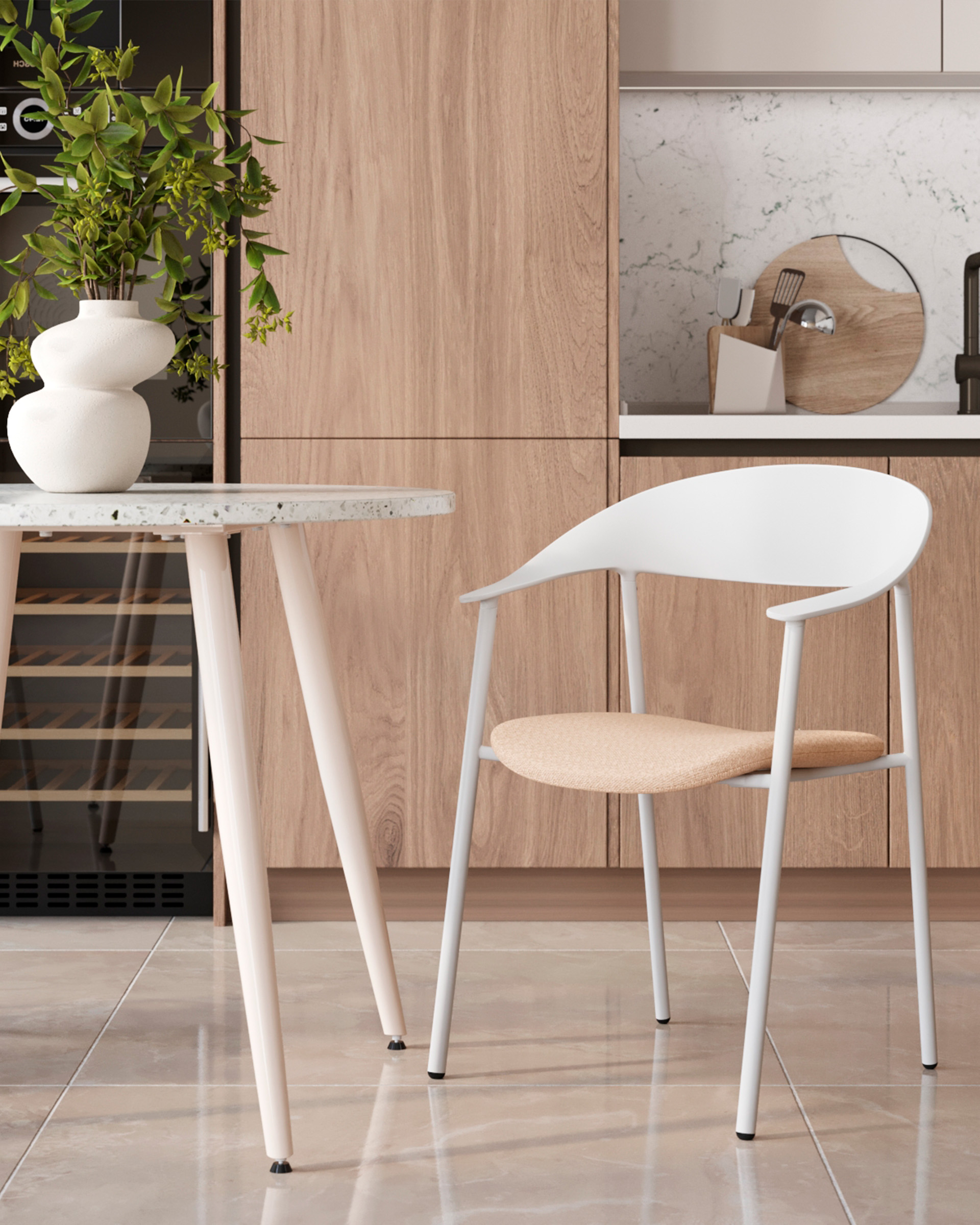 Стул Eila с подушкой пластик белый