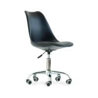 Стул на колесах Sephi Roll, черная экокожа