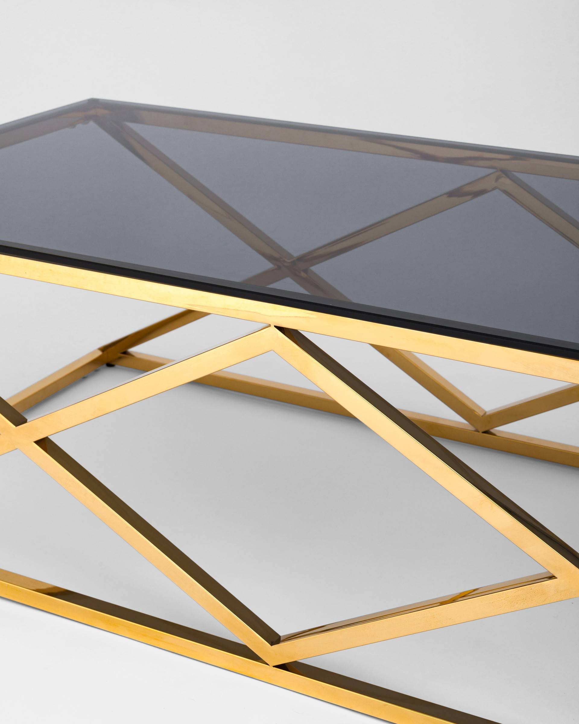 Журнальный стол 120*60 ИНСИГНИЯ золото стекло smoke