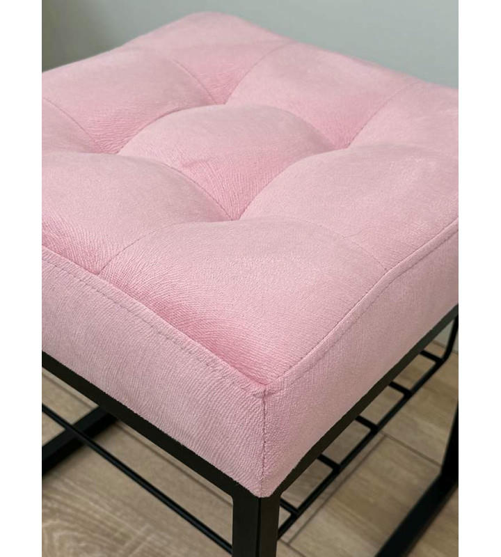 Банкетка Марсей 40-44 с полкой (светло розовый/черный)