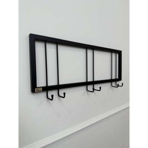 Вешалка настенная металлическая с крючками -73 (черный)