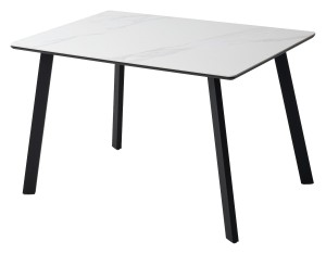 Стол ТИК ТАК 120 цвет Белый мрамор MATTE, керамика / Черный каркас