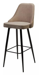 Барный стул NEPAL-BAR БЕЖЕВЫЙ #5, велюр/ черный каркас (H=78cm)