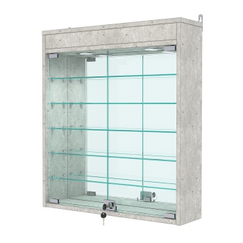 Витрина настенная №1-8А с зеркалом и подсветкой, Метрополитан Грей