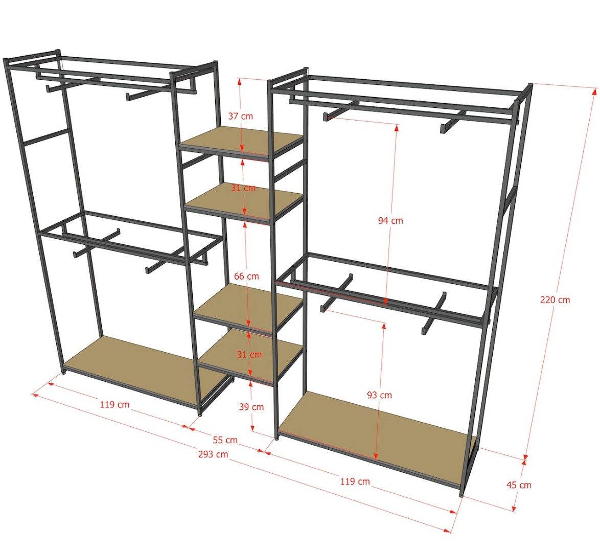 Стеллаж Лофт для одежды КД-2212 комбинированный
