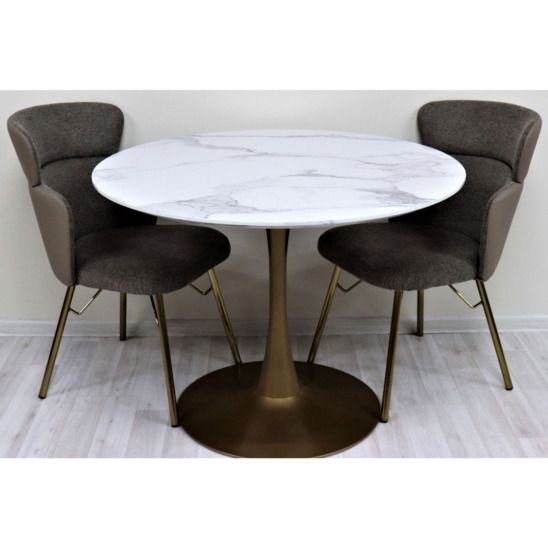 Стол обеденный Аура, белый мрамор