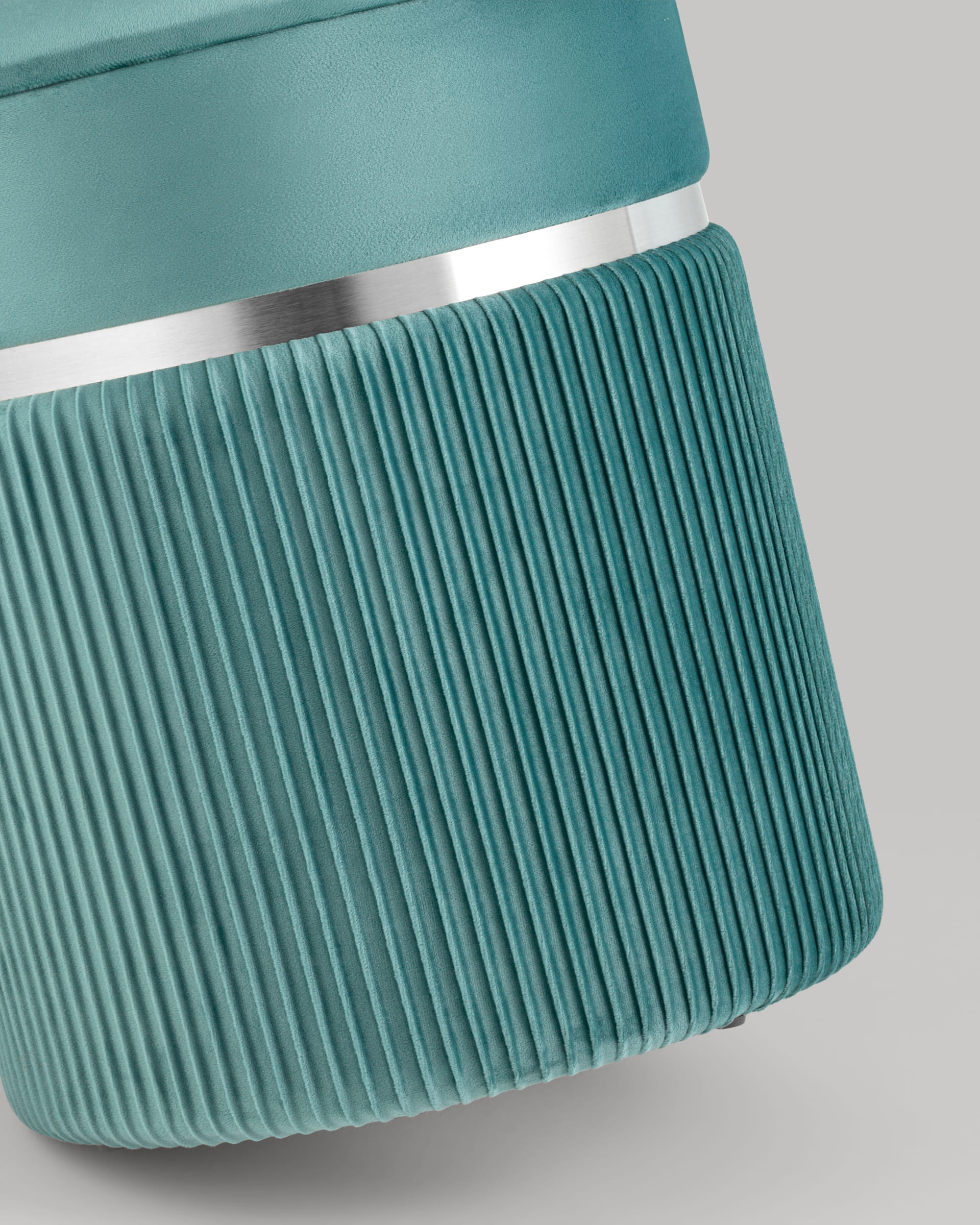 Пуф Миранда с ящиком серебро велюр светло-бирюзовый