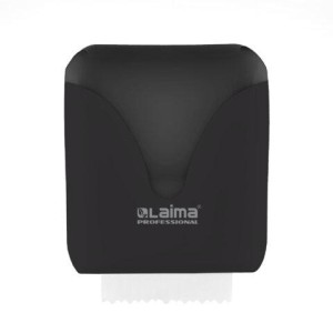 Диспенсер для полотенец в рулонах с автоотрезом листа EXTRA LAIMA PROFESSIONAL, (система H1), черный, ABS-пластик, 609476