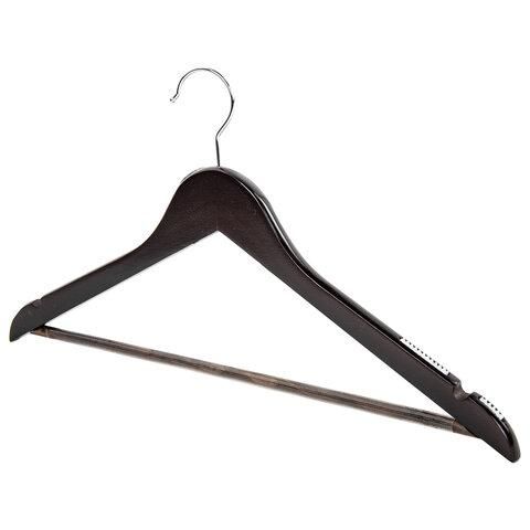 Вешалки-плечики с антикользящими накладками, КОМПЛЕКТ 3 штуки, размер 48-50, дерево, BRABIX, 607476