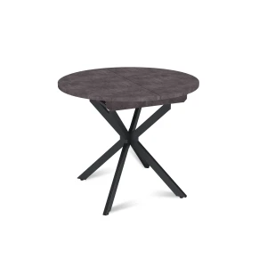 Стол круглый раздвижной Твист (90+30) камень темный / опоры черные