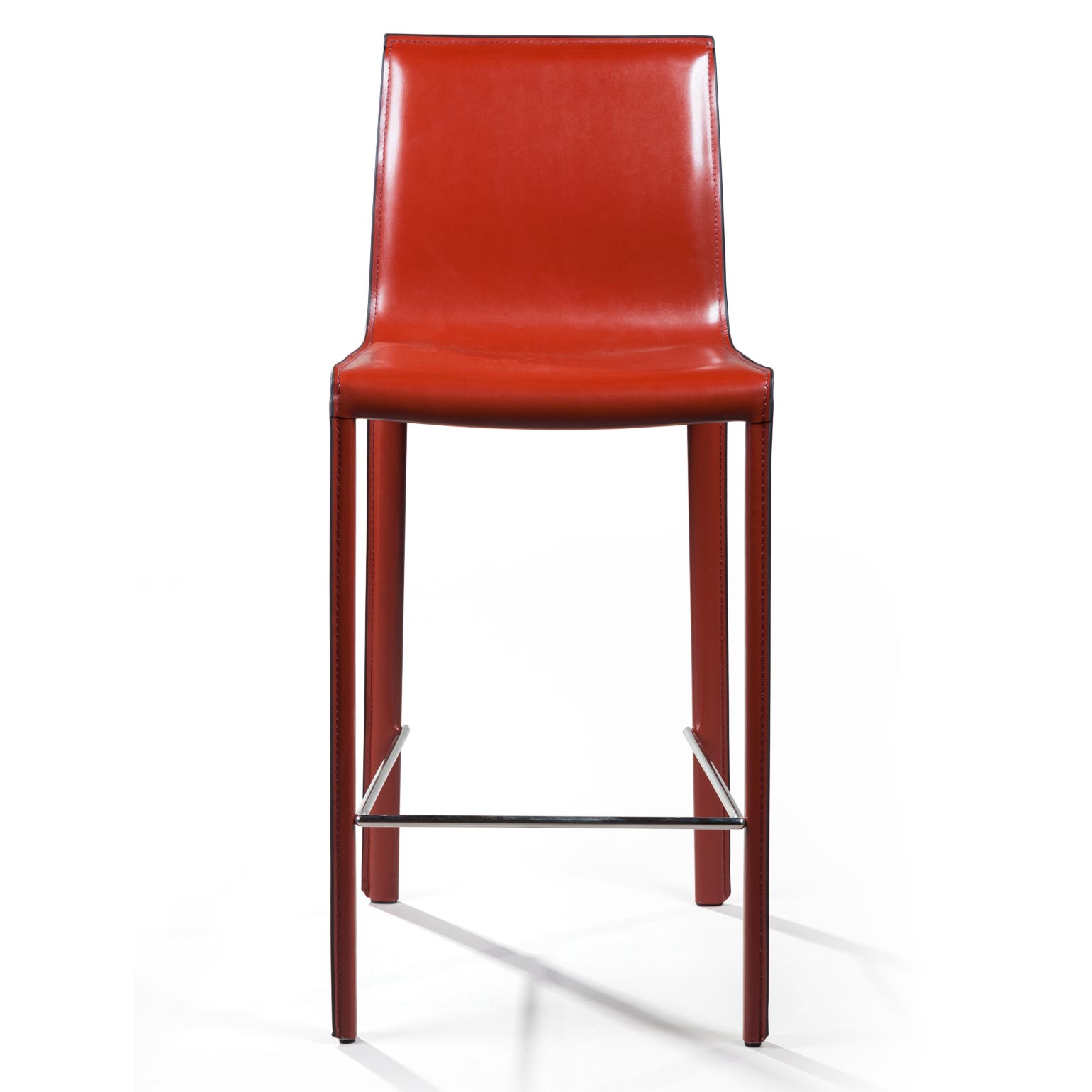 Стул полубарный Barrie, кожа ретро-красный