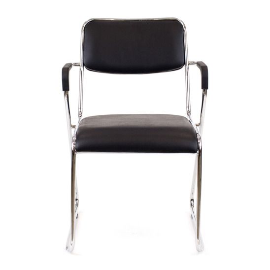 Стул Fix Plus Chrome с подлокотниками, черная экокожа