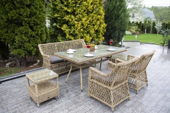 "Катания F" обеденная группа плетеная на 4 персоны, цвет соломенныйцвет соломенный