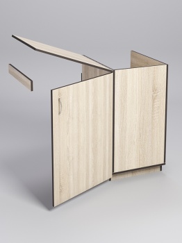 Прилавок под кассу "ТОРГОВЫЙ" №5 с хлопушкой, Дуб Сонома, кромка Дуб Венге