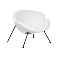 Кресло Cosiness, белая ткань букле, черное основание