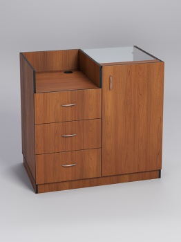 Прилавок под кассу "ТОРГОВЫЙ" №8 с дверкой, Орех, кромка черная