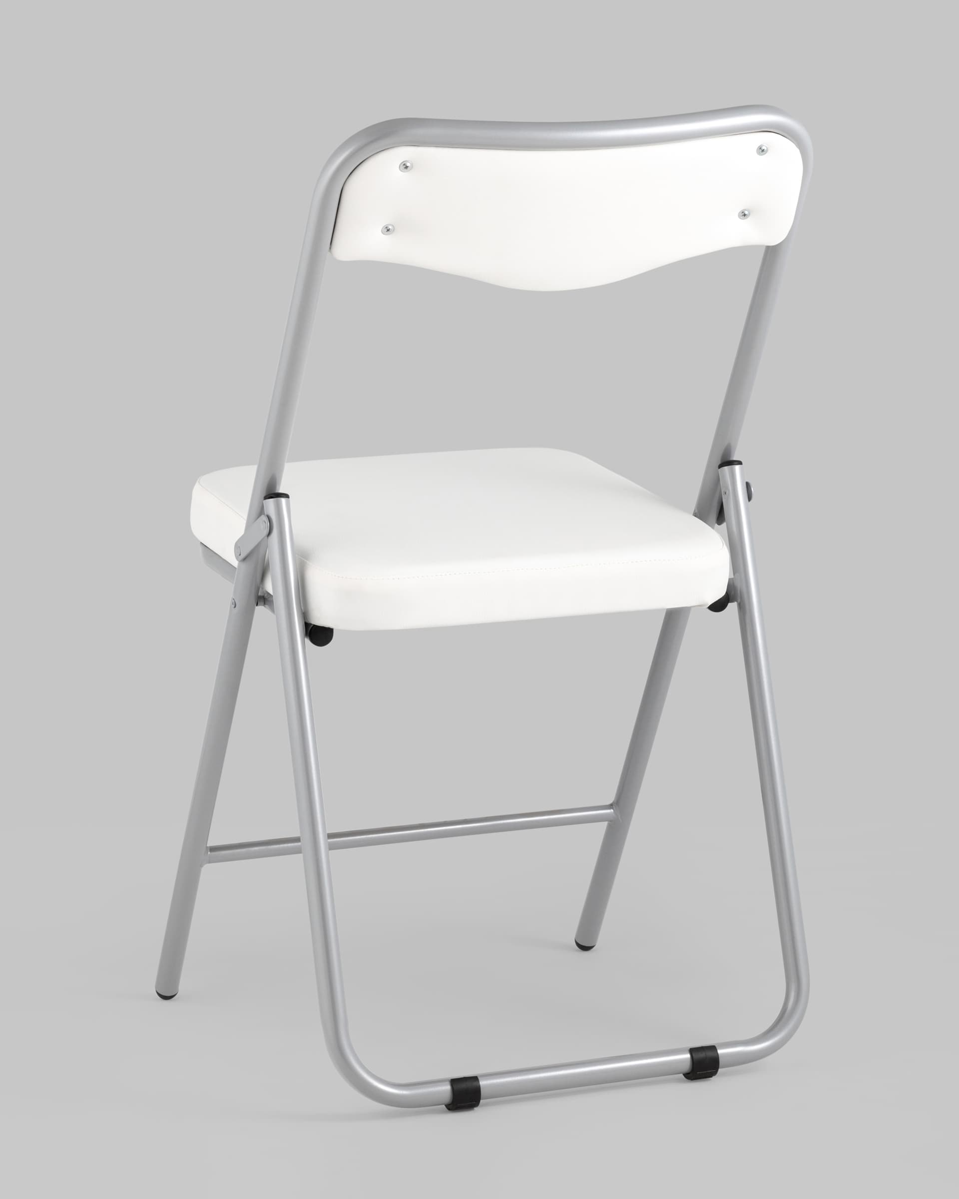 Складной стул Джонни экокожа белый каркас металлик