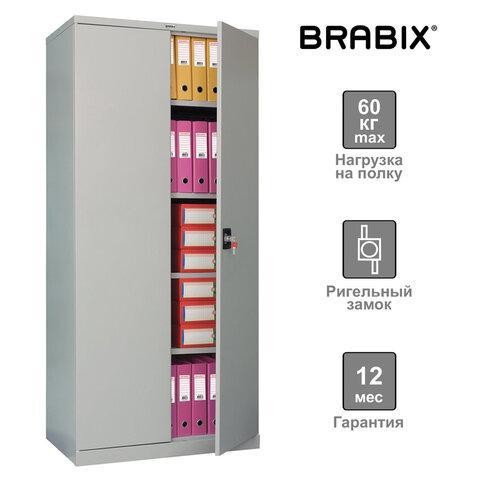 Шкаф металлический офисный BRABIX "MK 18/91/37", 1830х915х370 мм, 45 кг, 4 полки, разборный, 291135, S204BR180102 цена 14 736 ₽ Шкаф металлический офисный BRABIX "MK 18/91/37", 1830х915х370 мм, 45 кг, 4 полки, разборный, 291135, S204BR180102