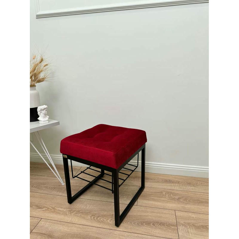 Банкетка Марсей 40-44 с полкой (бордовый/черный)