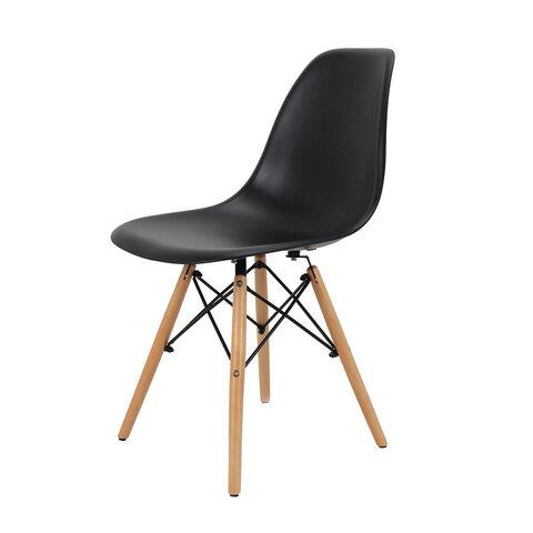 Стулья BRABIX "Eames CF-010", КОМПЛЕКТ 4 шт., пластик черный, опоры дерево/металл, 532631