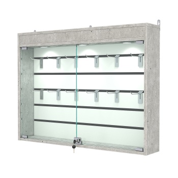 Витрина настенная №3-2Б с экономпанелью, без полок, с подсветкой, Метрополитан Грей