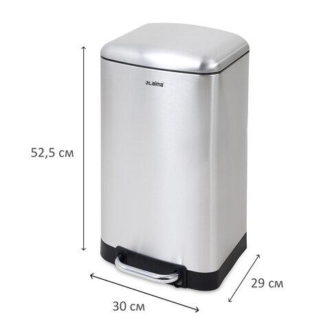 Ведро мусорное с педалью 20 л, крышка с доводчиком, стальное, БЕЗ ОТПЕЧАТКОВ, LAIMA ULTRA, 701570