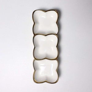 Менажница MOONSHINE, 3 ячейки, керамика, белый+золото