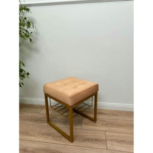 Банкетка Марсей 40-44 с полкой (персиковый/золото)