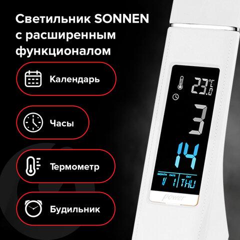 Настольная лампа / светильник SONNEN SM-01W на подставке, LCD-экран, СВЕТОДИОДНАЯ, 5 Вт, белый, 238233