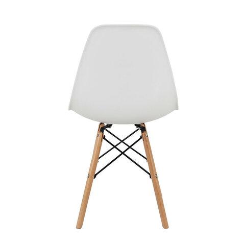 Стулья BRABIX "Eames CF-010", КОМПЛЕКТ 4 шт., пластик белый, опоры дерево/металл, 532630