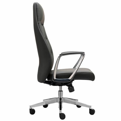 Кресло BRABIX PREMIUM "Adept EX-752", синхромеханизм, алюминий, экокожа, черное, 532930