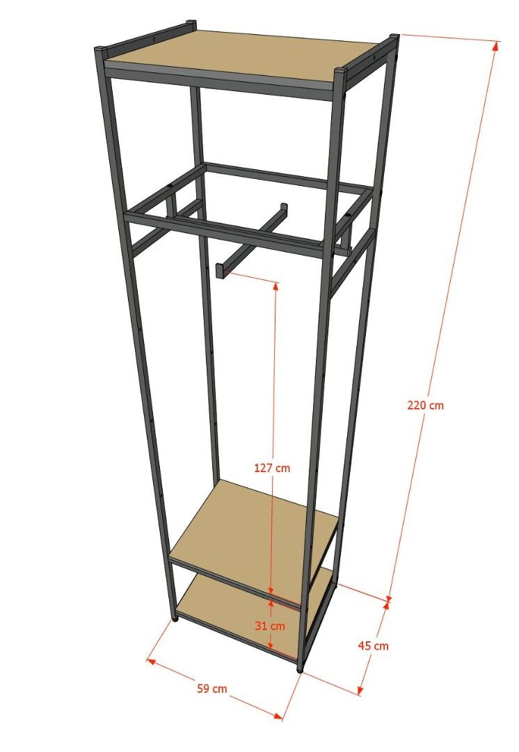 Стеллаж для одежды A2260-12-ЧЧ 220х60х45