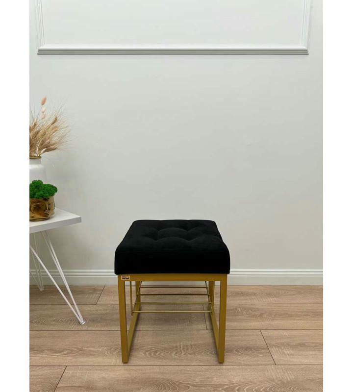 Банкетка Марсей 40-44 с полкой (черный/золото)