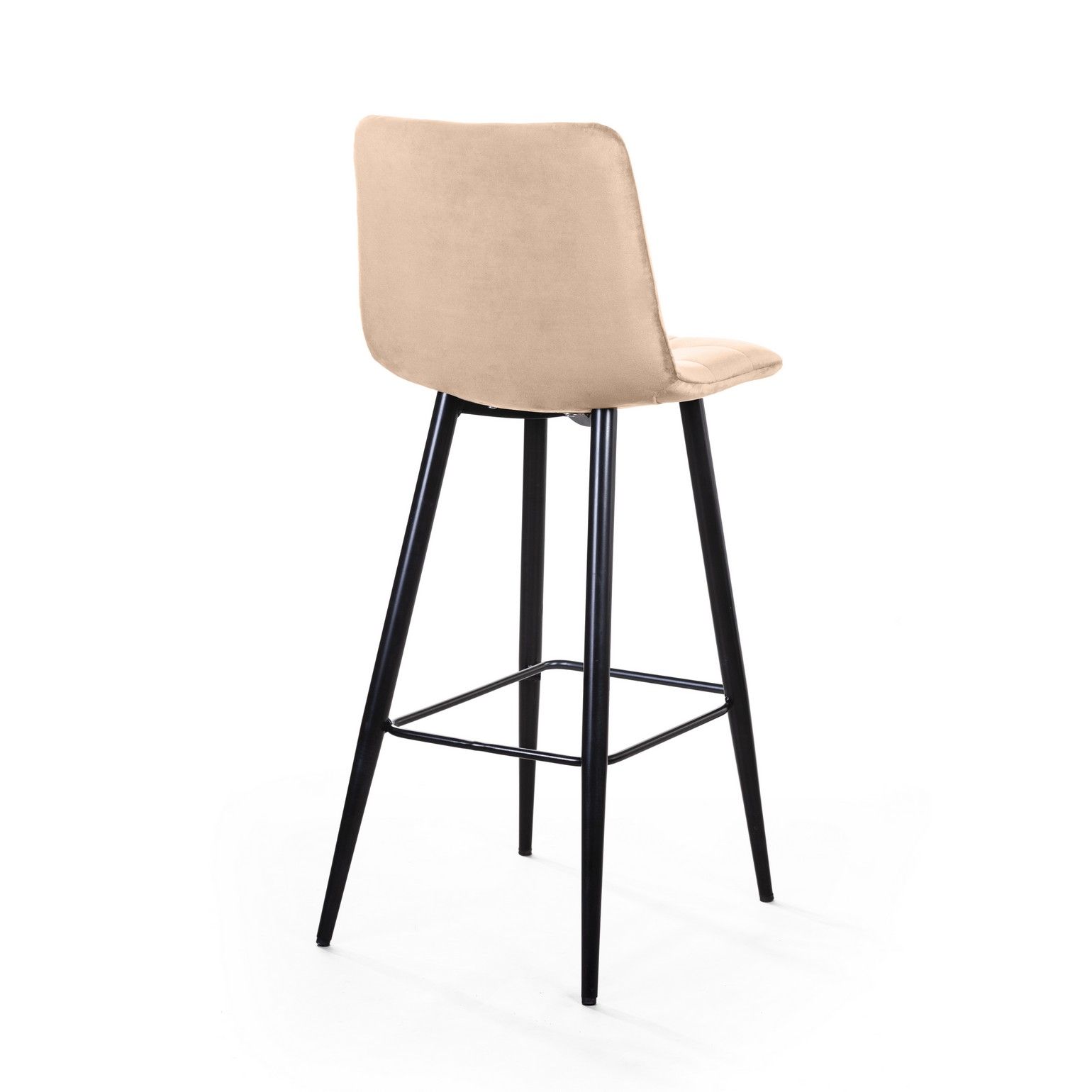 Стул барный Уно, бархат бежевый 5/ чёрный конус