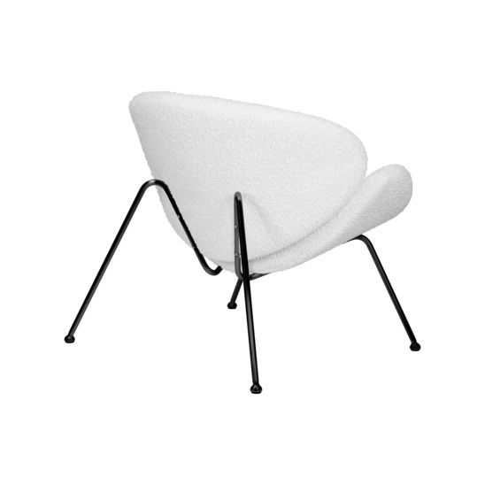 Кресло Cosiness, белая ткань букле, черное основание