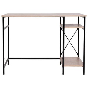 Стол BRABIX "SMART CD-018", 1100х600х765 мм, ЛОФТ, 2 полки, металл/ЛДСП ясень шимо светлый, каркас черный, 641945