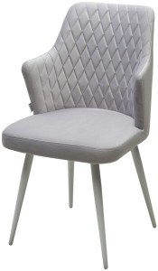 Стул ГЕРМАН (HERMAN) СВЕТЛО-СЕРЫЙ  BM-4, велюр / белый каркас