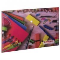 Папка-конверт с кнопкой ОФИСМАГ, А4, 160 мкм, до 100 листов, цветная печать, 228053