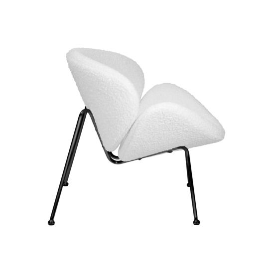 Кресло Cosiness, белая ткань букле, черное основание