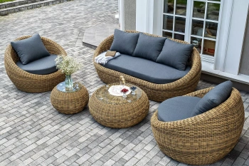 "Барселона" лаунж-зона из искусственного ротанга, цвет соломенныйцвет соломенный