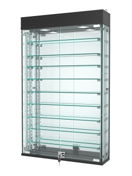 Витрина с регулировочными полками "АТРИУМ" настенная №2А-6-РЕГ, Черный