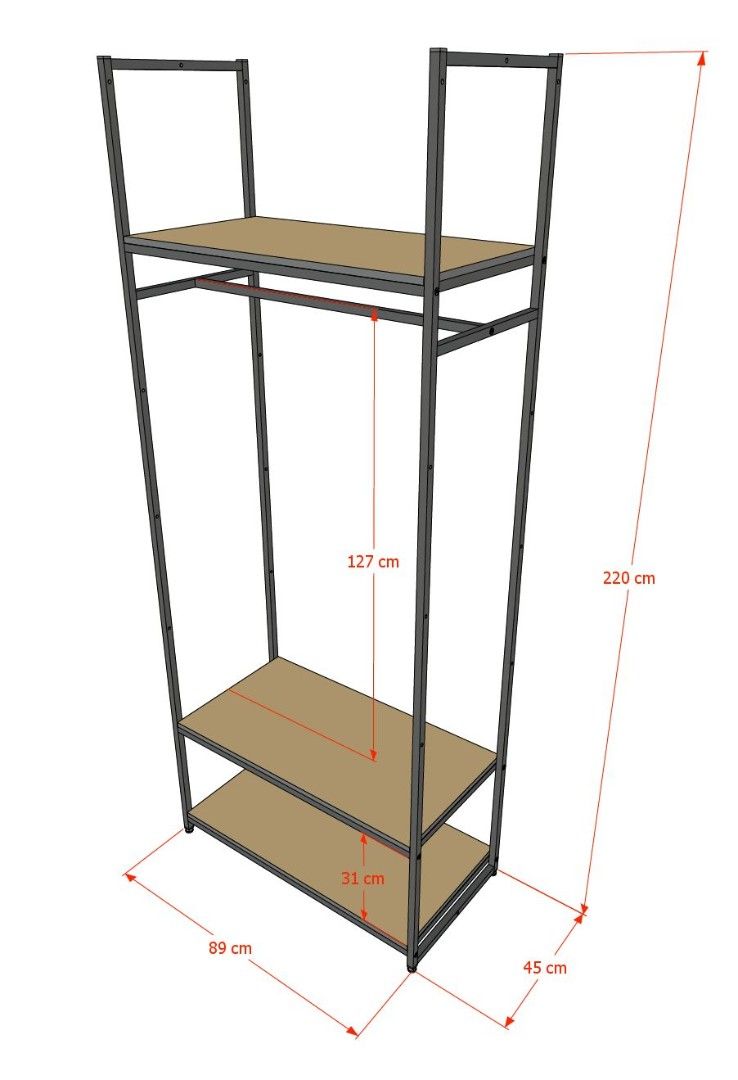 Стеллаж для одежды A2290-14-ЧДС 220х90х45