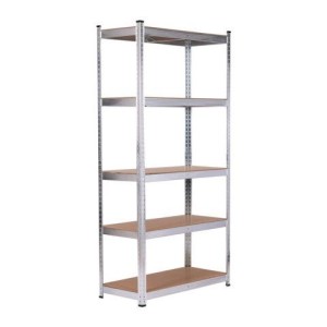 Стеллаж металлический BOOMHOUSE (БУМХАУС) безболтовой, 2000x1000x500 мм, 5 полок МДФ, нагрузка на стеллаж до 875 кг, серебристый, 291415