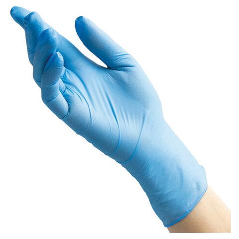 Перчатки нитриловые смотровые 100 пар (200 шт.), размер M (средний), голубые, BENOVY Nitrile Chlorinated, ЧЗ, К