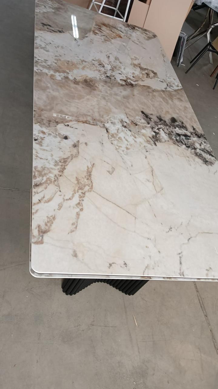 Стол АДАЖИО 240 (320) см PANDORA, керамика / Черный каркас