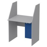 Компьютерный стол Ньюарк, серый, ящик синий