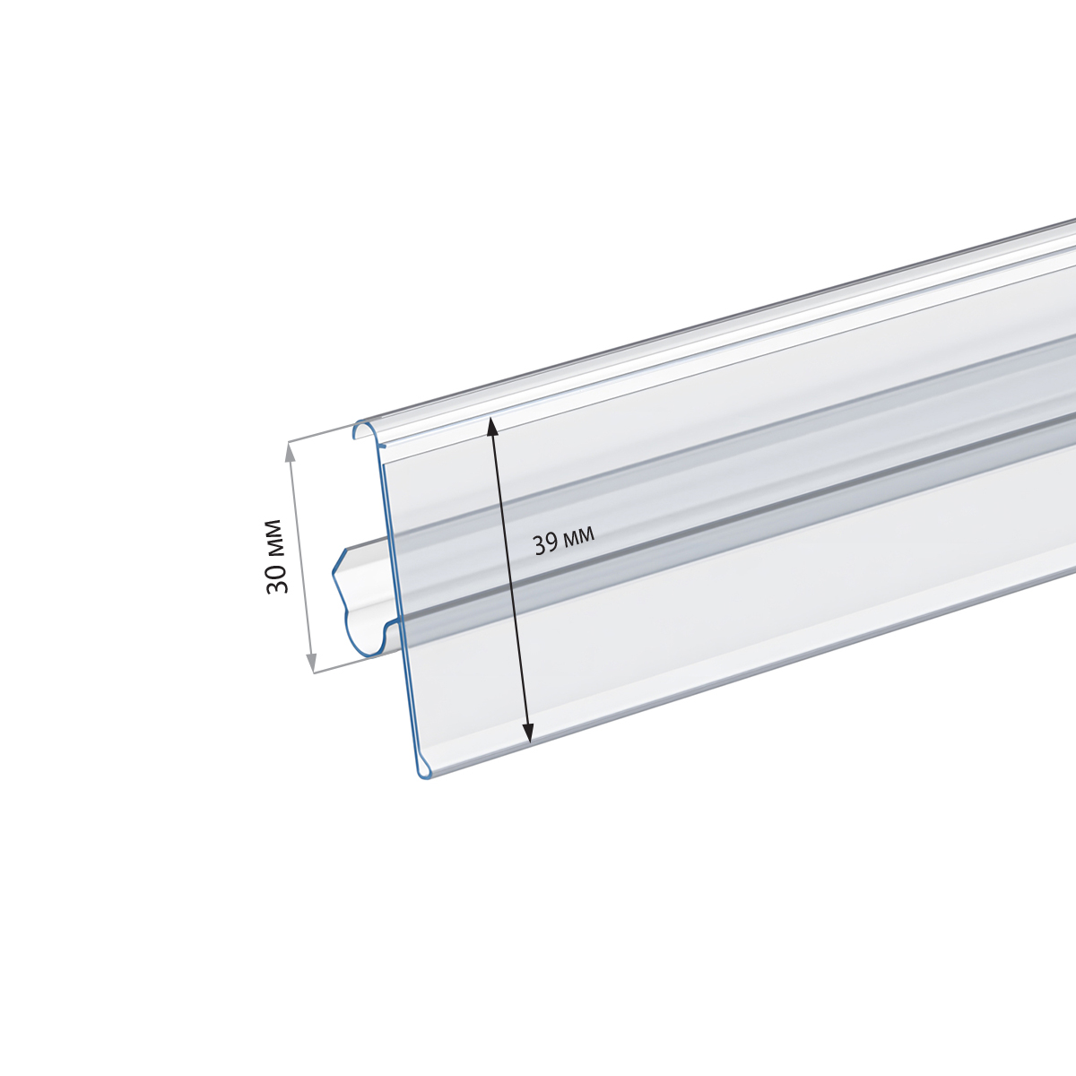 Ценникодержатель LSG39 прозрачный, 1238 мм, однопозиционный